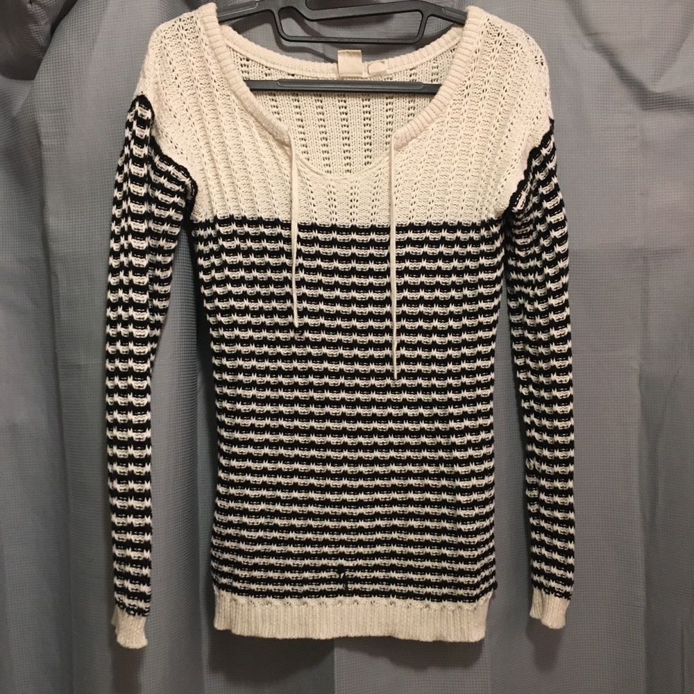 Black and White striped Roxy Sweater